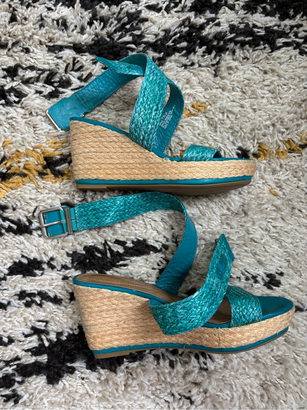 Andrew Geller Teal Wedge Sandals